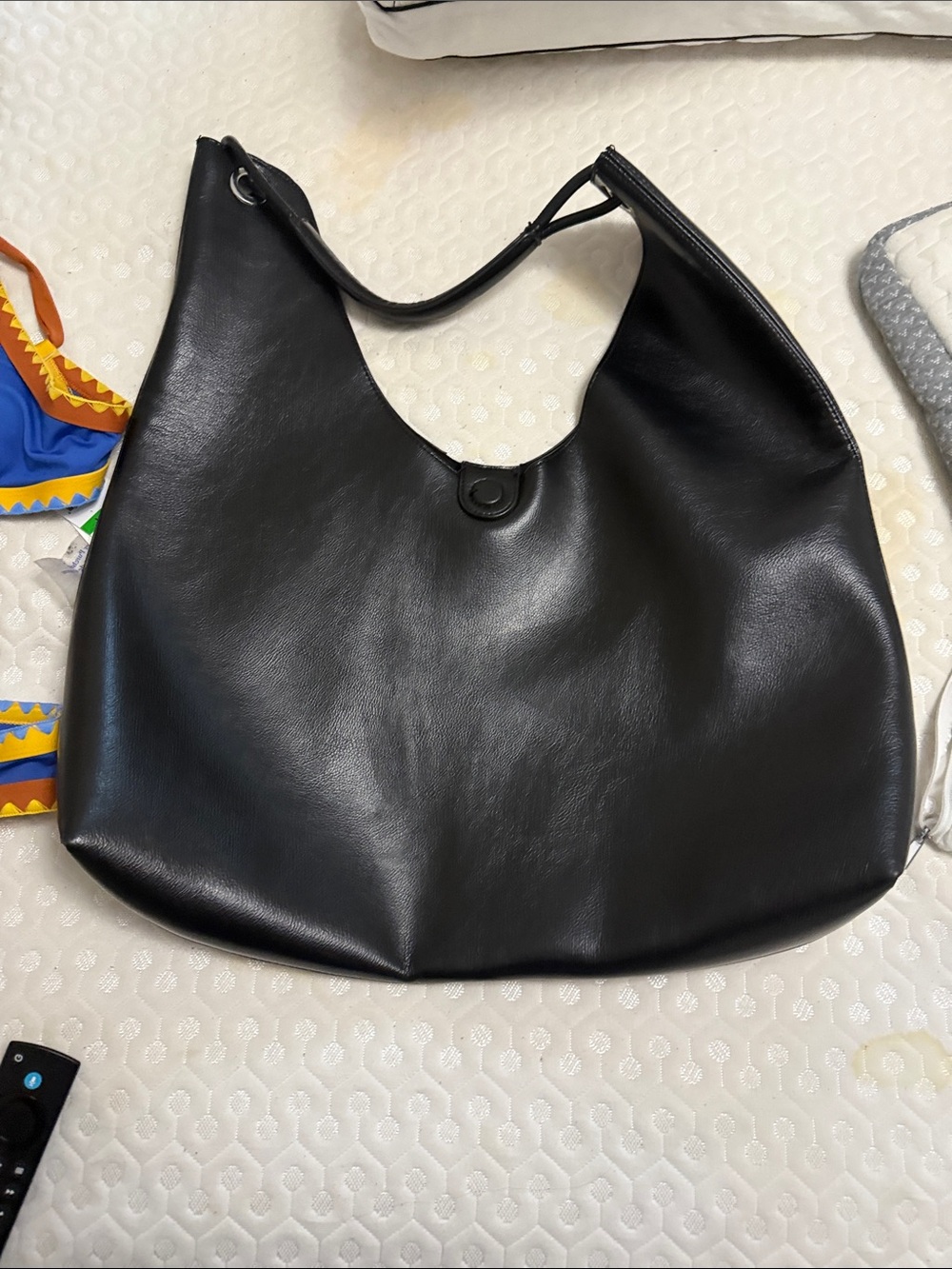 Source Unknown Black Leather Hobo Shoulder Bag